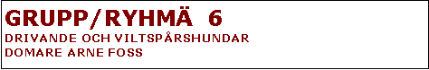 Textruta: GRUPP/RYHM�&nbsp; 6DRIVANDE OCH VILTSP�RSHUNDARDOMARE ARNE FOSS